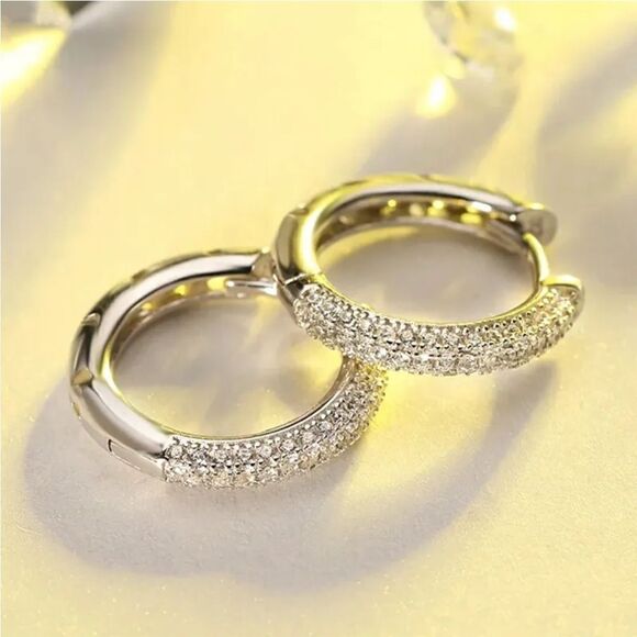 The Brilliance Mini Hoop Earrings in 925 and cubic zirconia - Picture 2 of 11